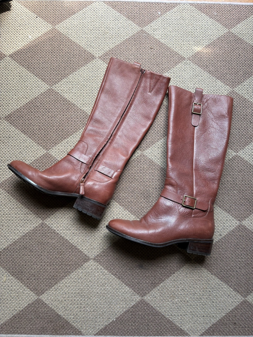 Cole Haan Brown Leather Mid-Calf Riding Boots
